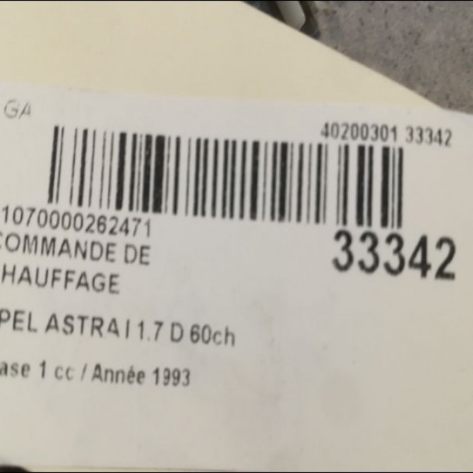 Commande de chauffage occasion OPEL ASTRA I Phase 1 10-1991->06-1994 1.7 D 60ch 3