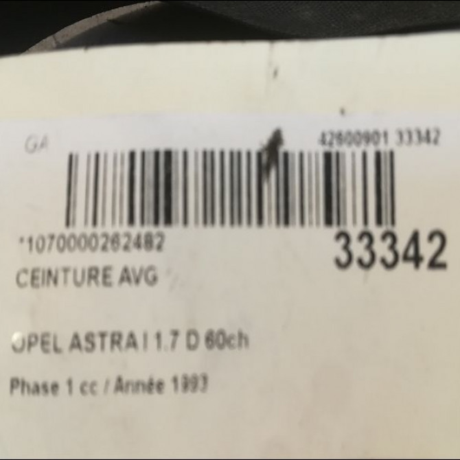 Ceinture avant gauche occasion OPEL ASTRA I Phase 1 10-1991->06-1994 1.7 D 60ch 4
