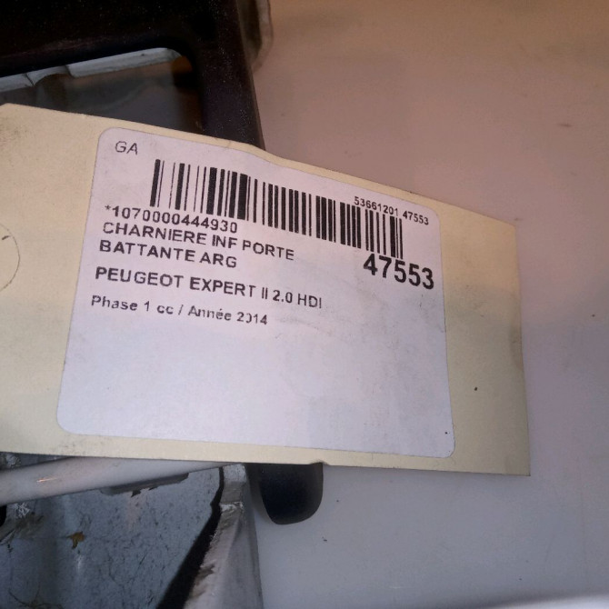 Charniere inf porte battante arg occasion PEUGEOT EXPERT II Phase 1 01-2007->... 2.0 HDI 128ch 871780 4