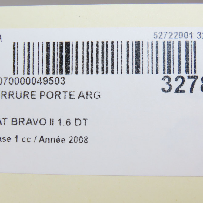 Serrure porte arg occasion FIAT BRAVO II BRAVO II Phase 1 2007-03-01->2011-12-31 1.6 DT MULTIJET 16v 105ch 51931423 6