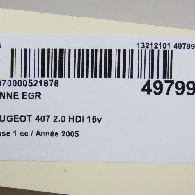 Vanne EGR occasion PEUGEOT 407 Phase 1 04-2004->07-2008 2.0 HDI 16v 136ch 1618GZ 6