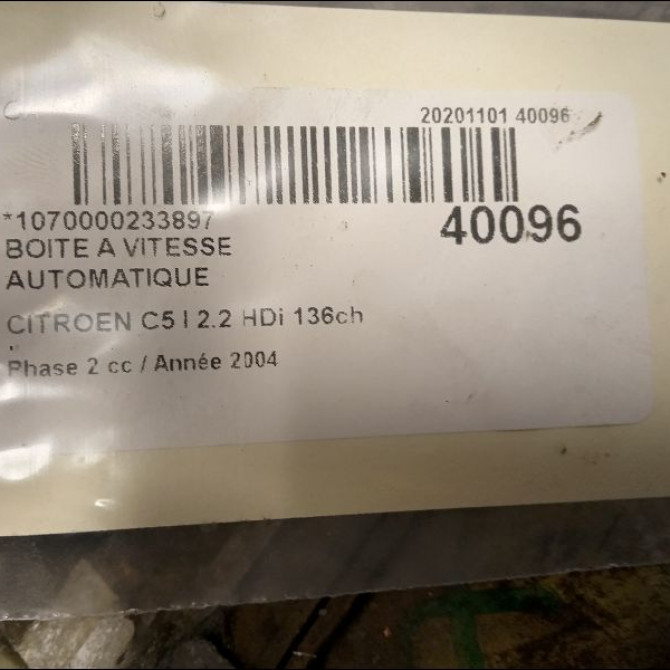 Boîte à vitesse automatique occasion CITROEN C5 I Phase 2 09-2004->06-2008 2.2 HDi 136ch 2222N6 5