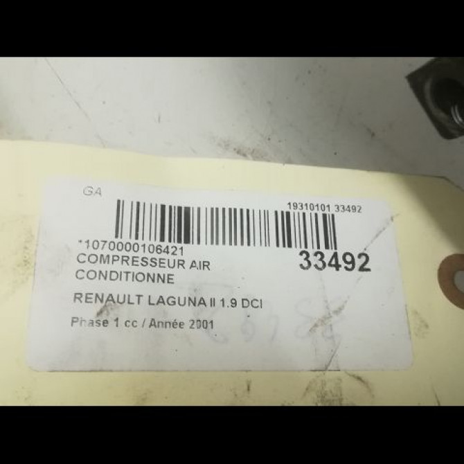 Compresseur air conditionne occasion RENAULT LAGUNA II Phase 1 11-2000->03-2005 1.9 DCI 100ch 8200021822 4