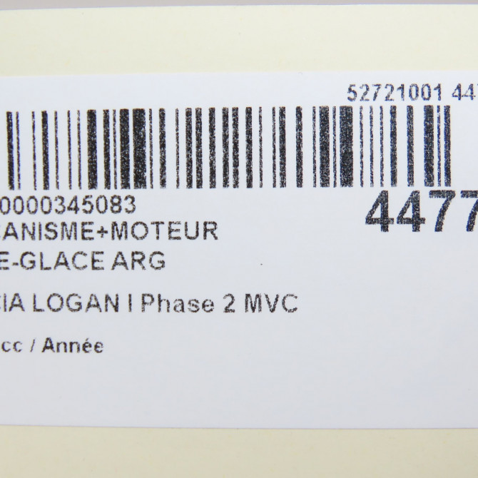 Mecanisme+moteur leve-glace arg occasion DACIA LOGAN I Phase 2 MVC 10-2008->01-2013 8200901104 7