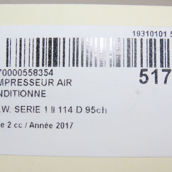 Compresseur air conditionne occasion B.M.W. SERIE 1 II phase 2 03-2015->... 114 D 95ch 64529299329 7