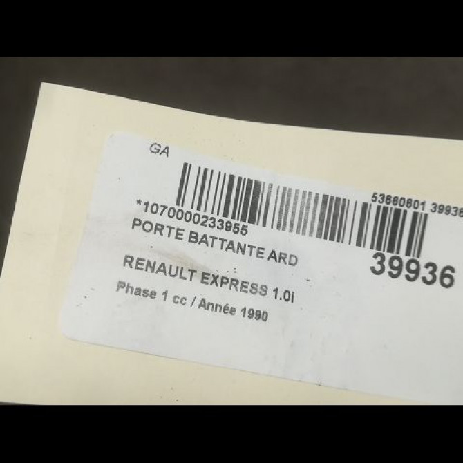 Porte battante arrière droite occasion RENAULT EXPRESS Phase 1 11-1985->09-1994 1.0i 37ch 2