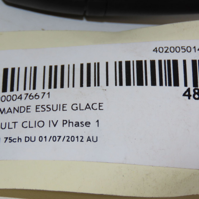 Commande essuie glace occasion RENAULT CLIO IV Phase 1 07-2012->... 1.5 DCI 75ch 8201196345 6