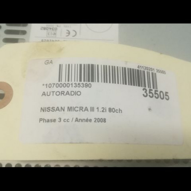Autoradio occasion NISSAN MICRA III Phase 3 11-2007->11-2010 1.2i 80ch 281859U00A 3