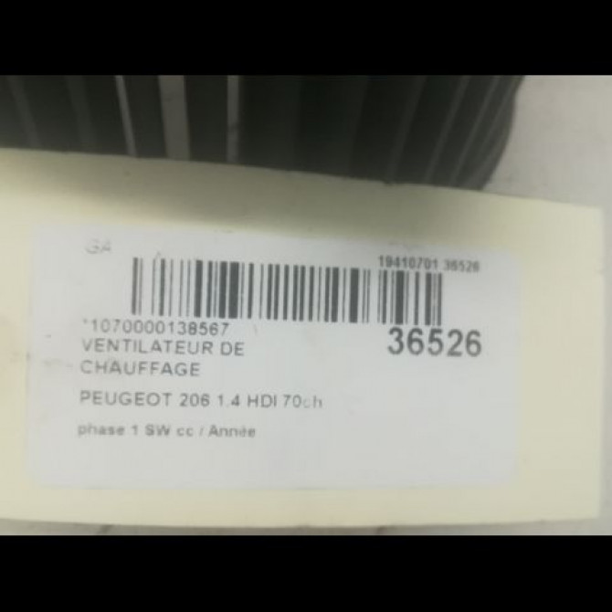 Ventilateur de chauffage occasion PEUGEOT 206 206 phase 1 SW 2002-06-01->2006-12-31 1.4 HDI 70ch 6441J8 3