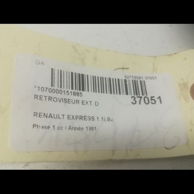 Retroviseur exterieur manuel droit occasion RENAULT EXPRESS Phase 1 11-1985->09-1994 1.1i 8v 45ch 7700808133 3