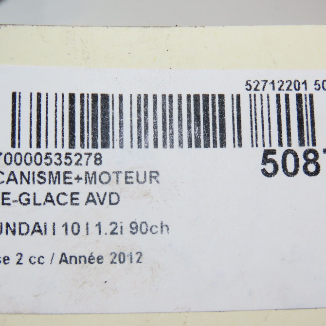 Mecanisme + moteur lève-glace avant droit occasion HYUNDAI I 10 I Phase 1 04-1995->04-1999 1.2i 90ch 824040X010 8