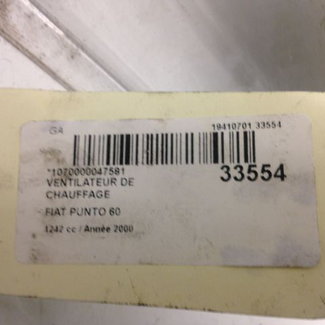 Ventilateur de chauffage occasion FIAT PUNTO II Phase 1 10-1999->05-2003 60 S 46770817 4
