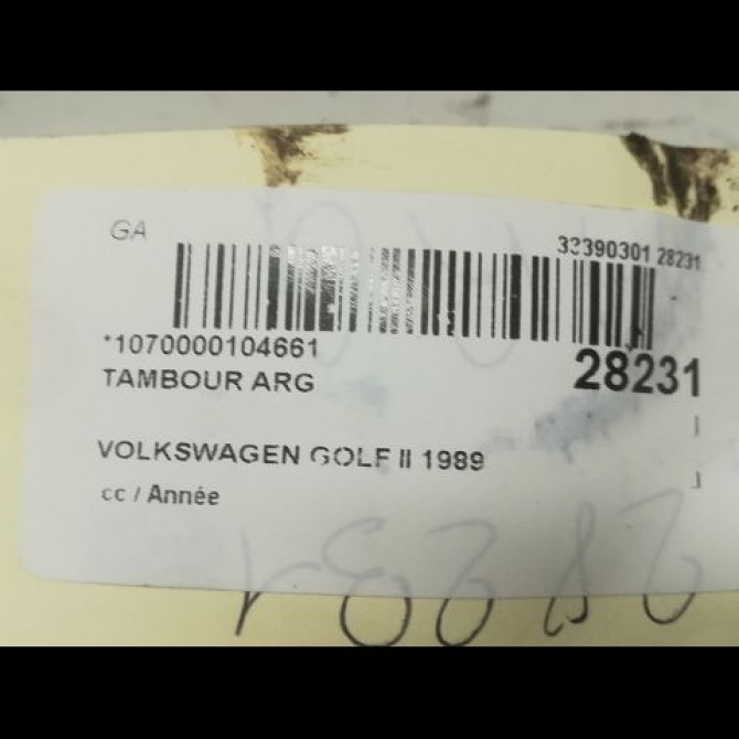 Tambour arrière gauche occasion VOLKSWAGEN GOLF II 3