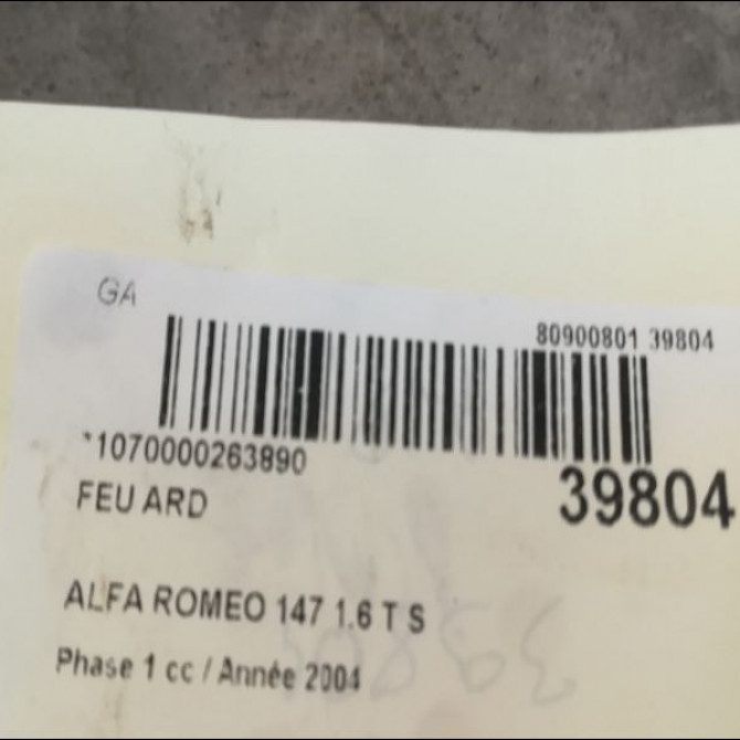 Feu arrière droit occasion ALFA ROMEO 147 Phase 1 09-2000->09-2004 1.6 T S 120ch 46556347 3