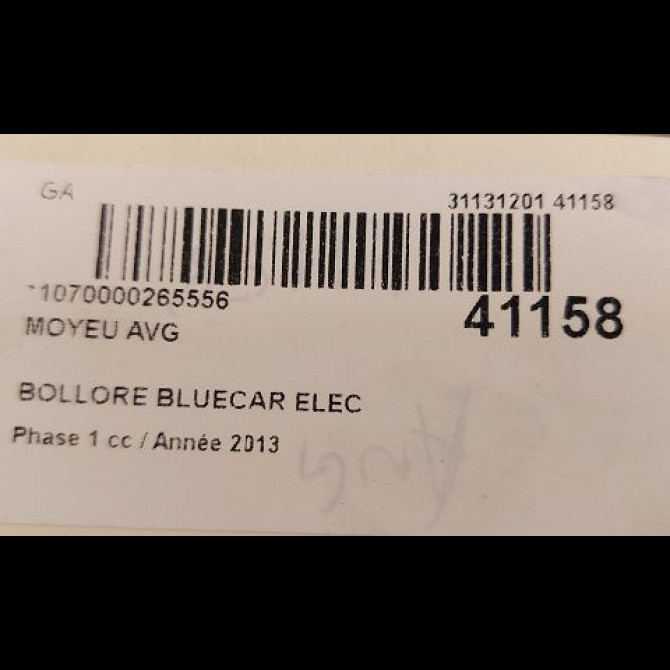Moyeu avg occasion BOLLORE BLUECAR Phase 1 01-2011->... ELEC 3