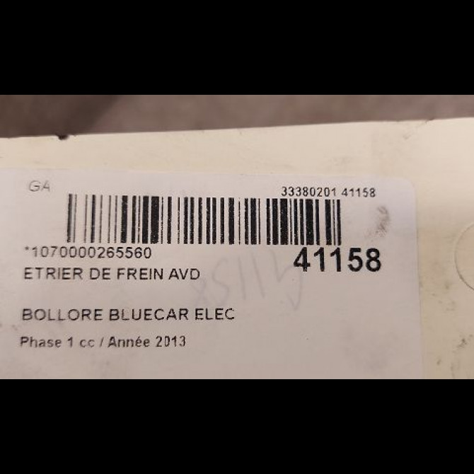 Etrier de frein avant droit occasion BOLLORE BLUECAR Phase 1 01-2011->... ELEC 3