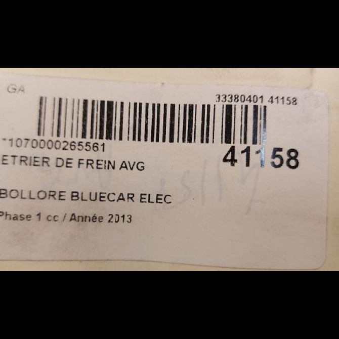 Etrier de frein avant gauche occasion BOLLORE BLUECAR Phase 1 01-2011->... ELEC 3