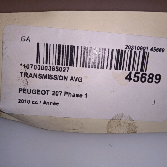 Transmission avant gauche occasion PEUGEOT 207 Phase 1 04-2006->06-2013 3272KW 3