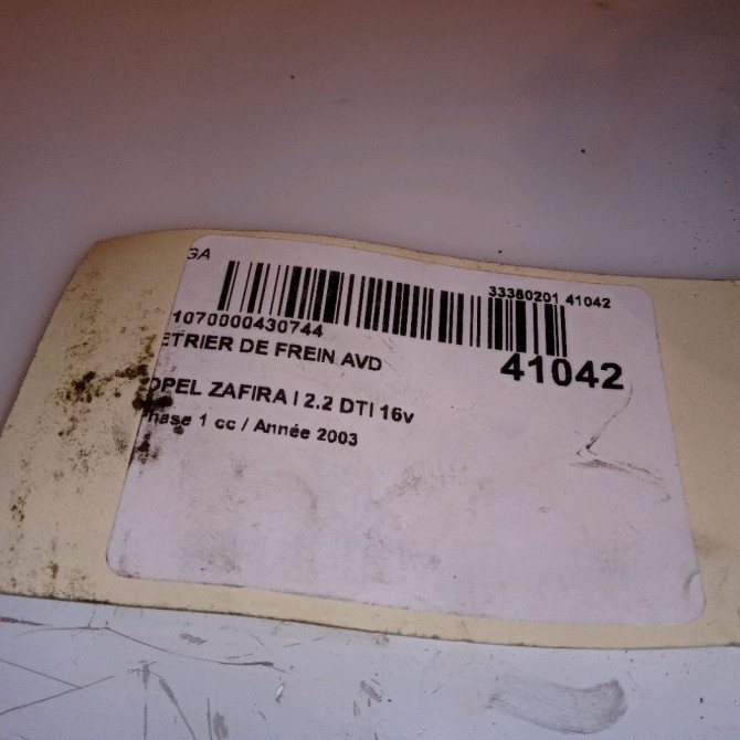 Etrier de frein avant droit occasion OPEL ZAFIRA I Phase 1 03-1999->07-2005 2.2 DTI 16v 125ch 93173732 4