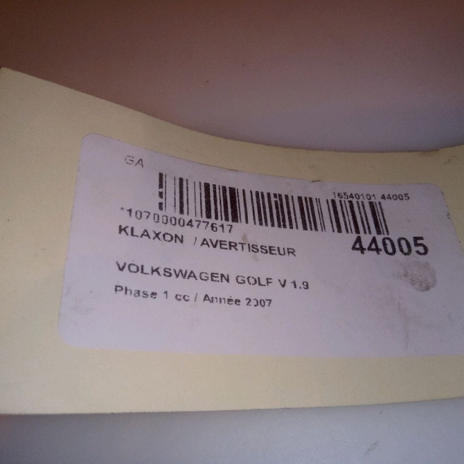 Klaxon  / avertisseur occasion VOLKSWAGEN GOLF V Phase 1 11-2003->10-2008 1.9 TDI 90ch 4