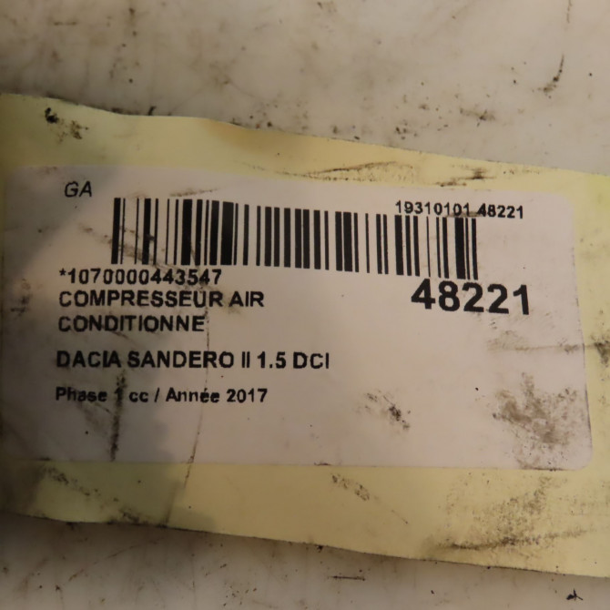 Compresseur air conditionne occasion DACIA SANDERO II Phase 1 10-2012->... 1.5 DCI 90ch 926005154R 5