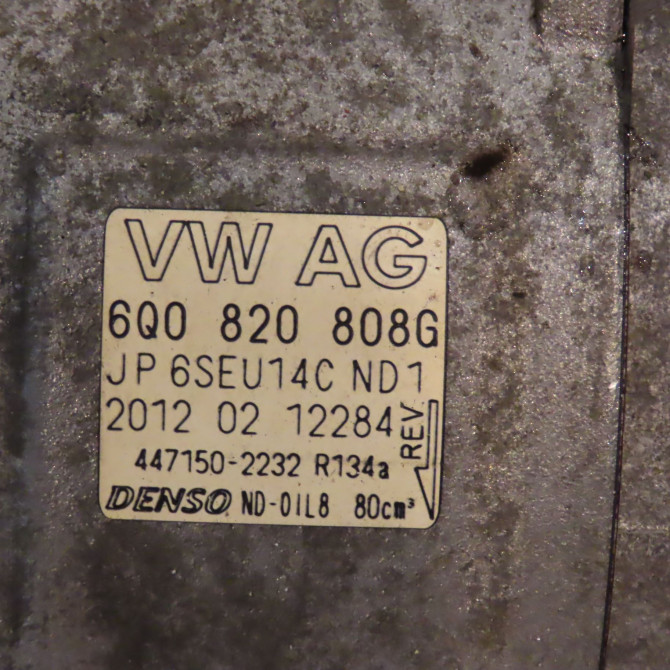 Compresseur air conditionne occasion VOLKSWAGEN POLO V POLO V Phase 1 2009-09-01->2014-05-31 1.2 60ch 3