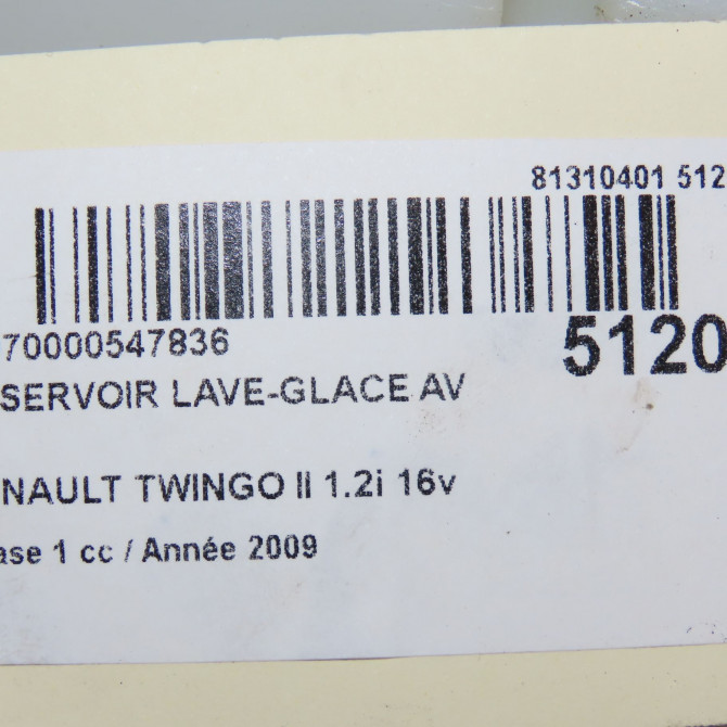 Reservoir lave-glace avant occasion RENAULT TWINGO II Phase 1 06-2007->11-2011 1.2i 16v 75ch 289105772R 5