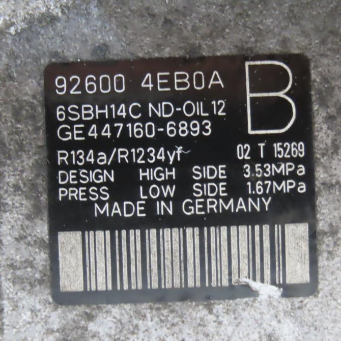 Compresseur air conditionne occasion NISSAN QASHQAI II Phase 1 02-2014->... 1.2i 115ch 926004EB0ARE 5