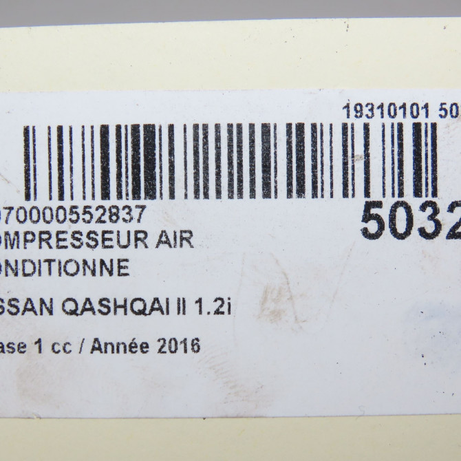 Compresseur air conditionne occasion NISSAN QASHQAI II Phase 1 02-2014->... 1.2i 115ch 926004EB0ARE 7