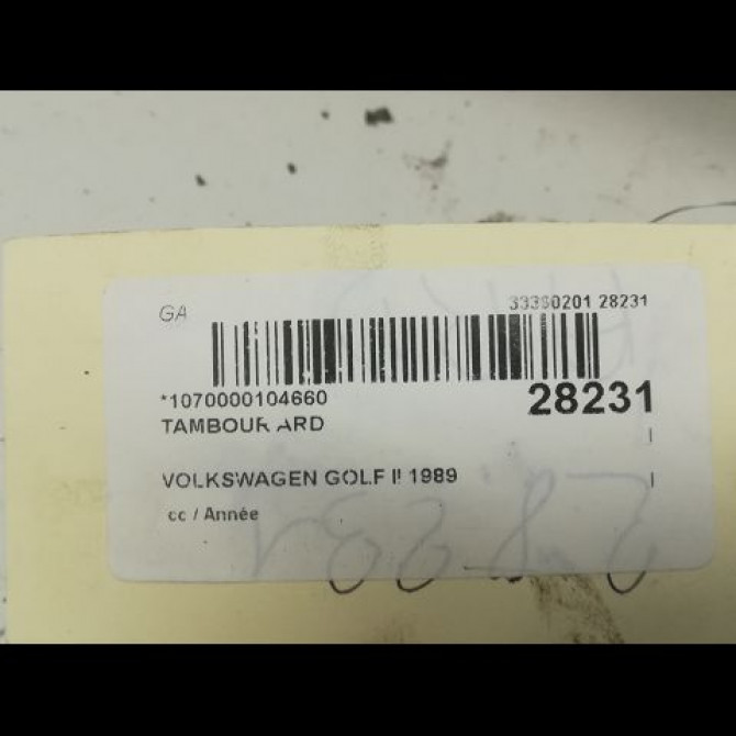 Tambour arrière droit occasion VOLKSWAGEN GOLF II 3