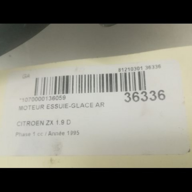 Moteur essuie-glace arrière occasion CITROEN ZX Phase 1 05-1992->06-1994 1.9 D 95656576 3