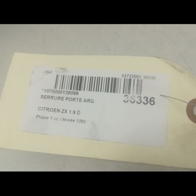 Serrure porte arg occasion CITROEN ZX Phase 1 05-1992->06-1994 1.9 D 3