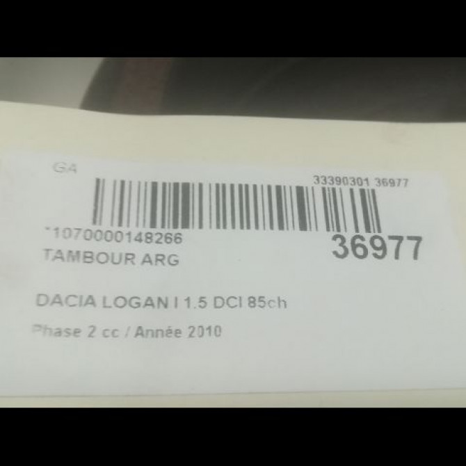 Tambour arrière gauche occasion DACIA LOGAN I Phase 2 07-2008->12-2012 1.5 DCI 85ch 432007320R 3