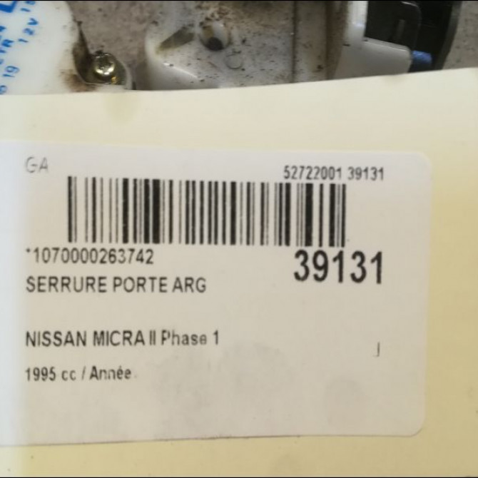 Serrure porte arg occasion NISSAN MICRA II Phase 1 10-1992->09-1996 825034F915 3
