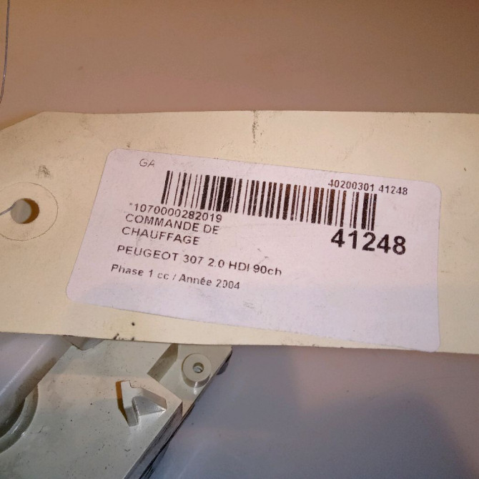 Commande de chauffage occasion PEUGEOT 307 Phase 1 04-2001->06-2005 2.0 HDI 90ch 4