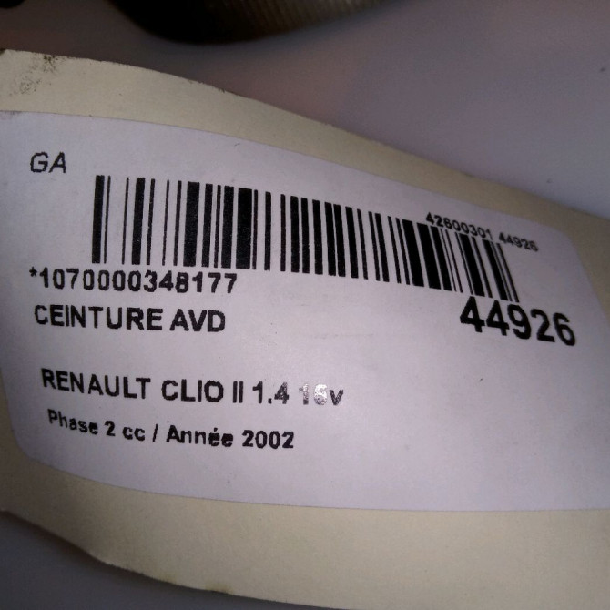 Ceinture avant droite occasion RENAULT CLIO II Phase 2 06-2001->07-2006 1.4 16v 8200081642 4