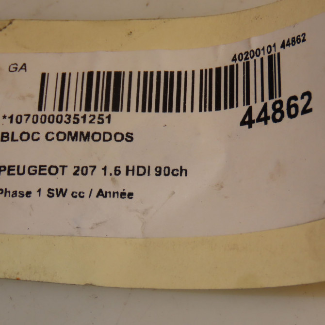 Bloc commodos occasion PEUGEOT 207 Phase 1 SW 07-2007->03-2013 1.6 HDI 90ch 6242P3 4