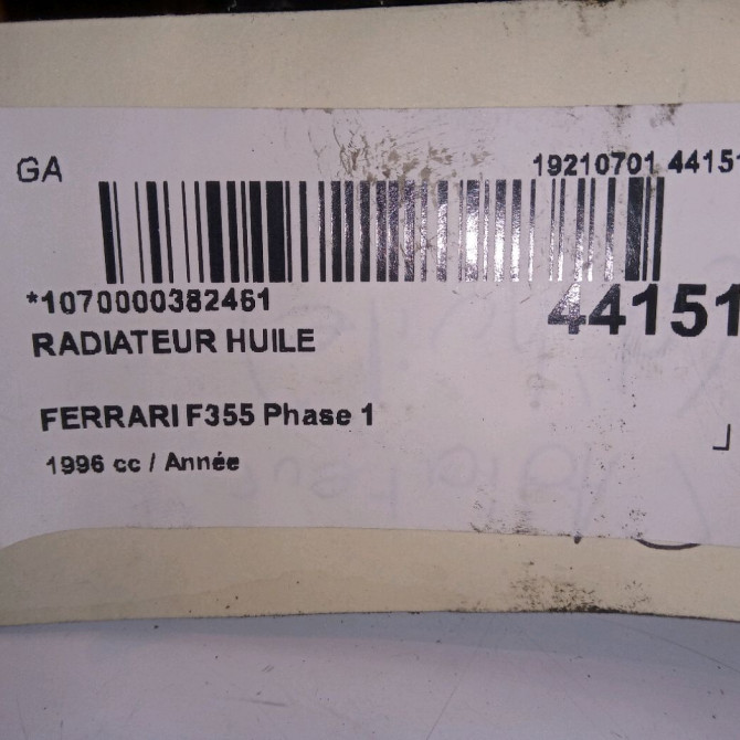 Radiateur huile occasion FERRARI 146 Phase 1 04-1995->04-1999 3.5i V8 380ch 6