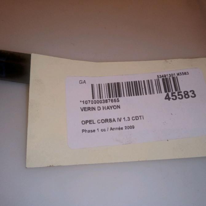 Verin droit hayon occasion OPEL CORSA IV Phase 1 09-2006->12-2010 1.3 CDTI 75ch 13182537 3