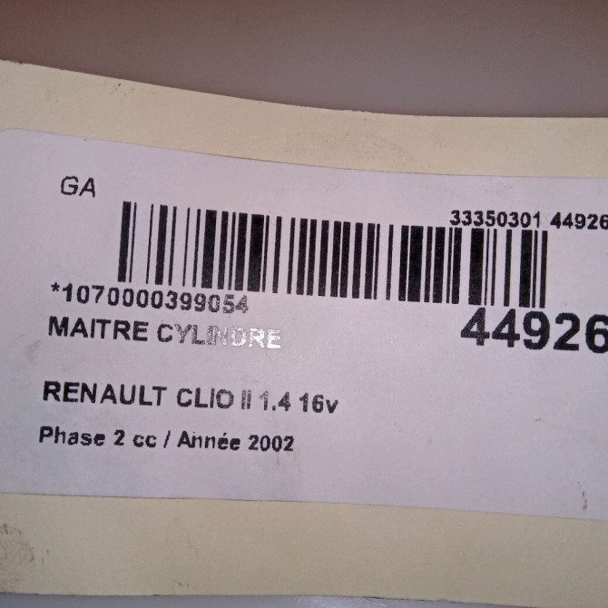 Maitre cylindre occasion RENAULT CLIO II Phase 2 06-2001->07-2006 1.4 16v 7701206313 5