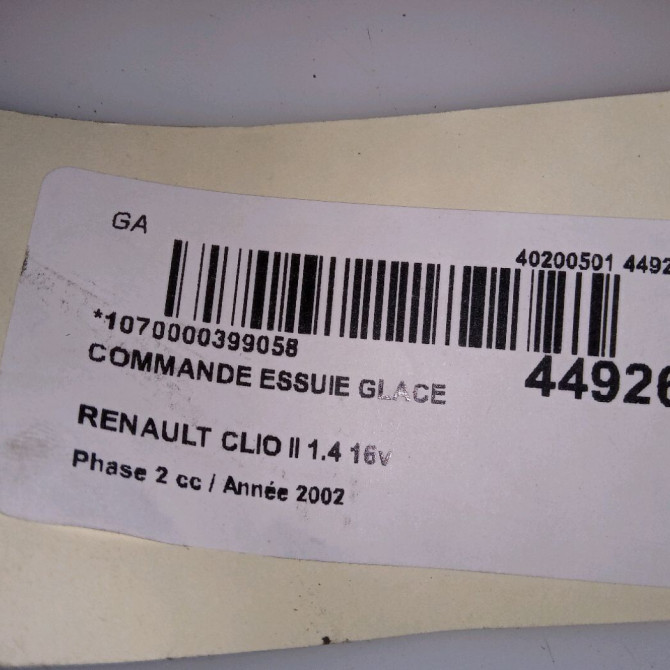 Commande essuie glace occasion RENAULT CLIO II Phase 2 06-2001->07-2006 1.4 16v 4