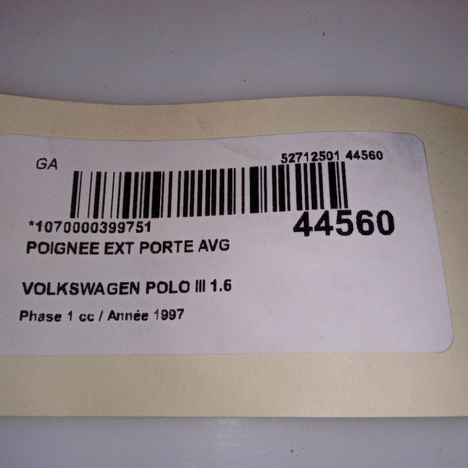 Poignee ext porte avg occasion VOLKSWAGEN POLO III Phase 1 10-1994->11-1999 1.6 6N0837207C 4