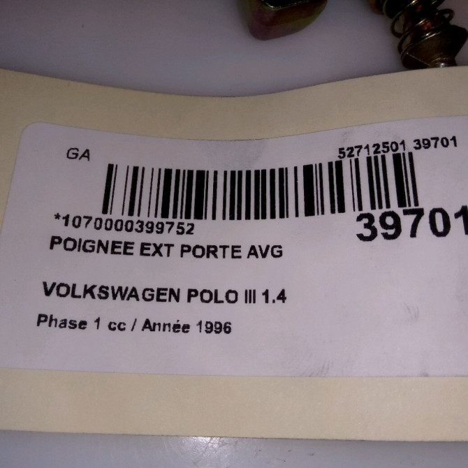 Poignee ext porte avg occasion VOLKSWAGEN POLO III Phase 1 10-1994->11-1999 1.4 6N0837207C 4