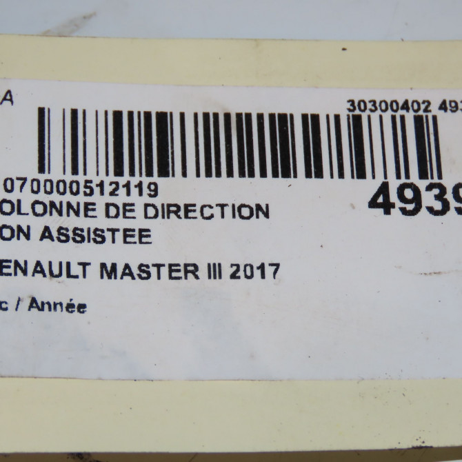 Colonne de direction non assistee occasion RENAULT MASTER III Phase 2 06-2014->... 2.3 DCI 145ch 488100012R 3