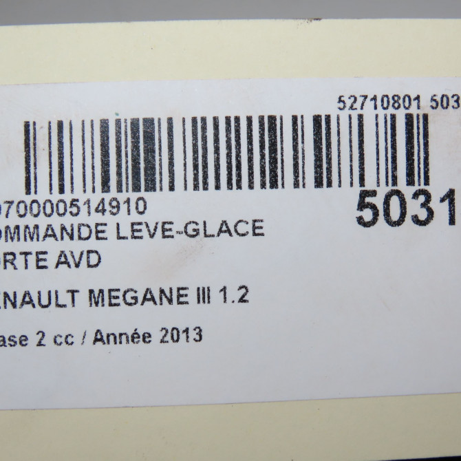Commande lève-glace porte avant droite occasion RENAULT MEGANE III Phase 2 01-2012->06-2014 1.2 TCE 115ch 5