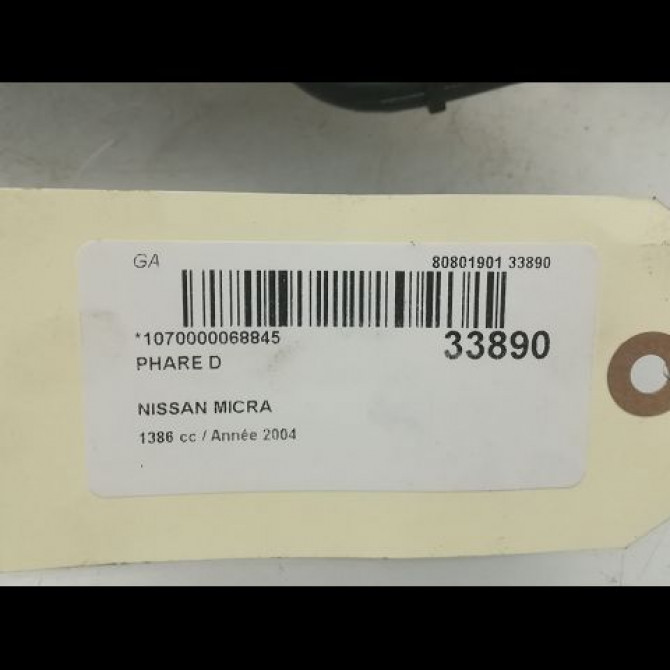 Phare droit occasion NISSAN MICRA III Phase 2 11-2005->11-2007 1.4i 26010AX700 3