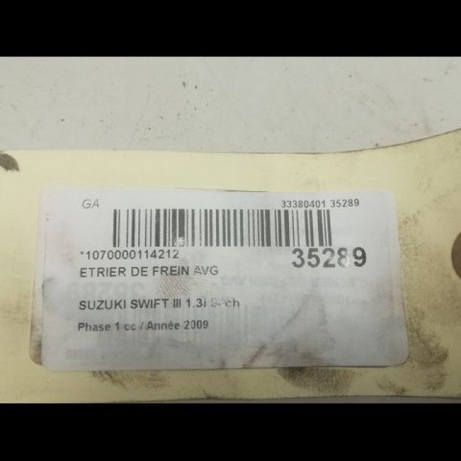 Etrier de frein avant gauche occasion SUZUKI SWIFT III Phase 1 03-2005->09-2011 1.3i 90ch 5512062J10 3