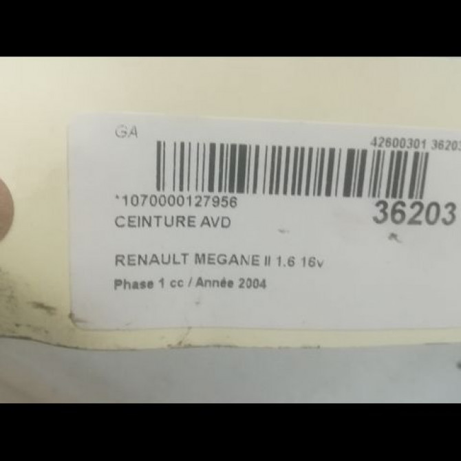 Ceinture avant droite occasion RENAULT MEGANE II Phase 1 09-2003->12-2005 1.6 16v 8200699560 4