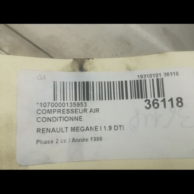 Compresseur air conditionne occasion RENAULT MEGANE I Phase 2 03-1999->06-2003 1.9 DTI 926005849R 4