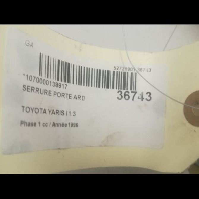 Serrure porte ard occasion TOYOTA YARIS I Phase 1 04-1999->03-2003 1.3 6933052010 4